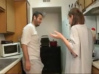 brother and sister blowjob in the kitchen